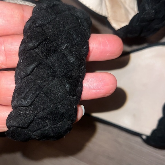 Black Suede Block Heel Platform Heels - Picture 13 of 14